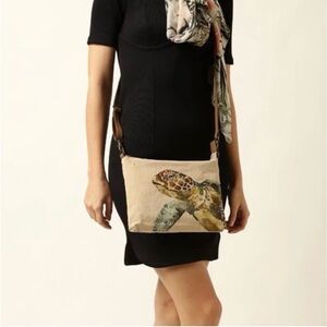 Cott n Curls Sea Turtle Canvas Crossbody Bag